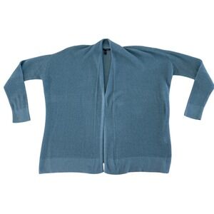 Eileen Fisher Peruvian‎ 100% Organic Cotton  Open Front Cardigan Sweater Blue S